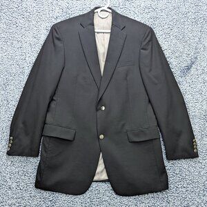 Vintage Hart Schaffner Marx Blazer Mens 41 Long Two Button Office Career Black
